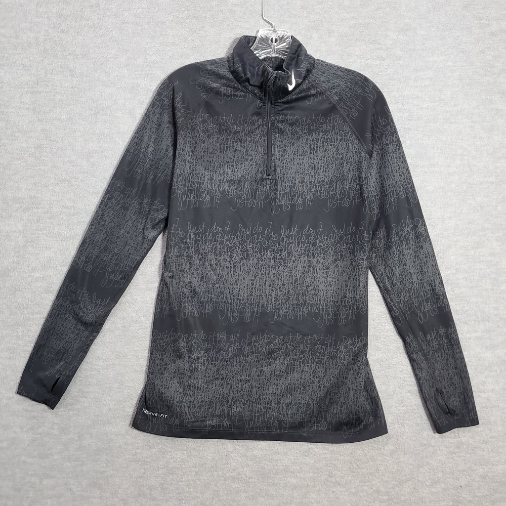 Nike Women Sweatshirt Large Black Just Do It Logo Therma Fit Logo Swoosh
